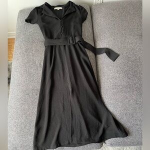 Classy black robe chemise dress